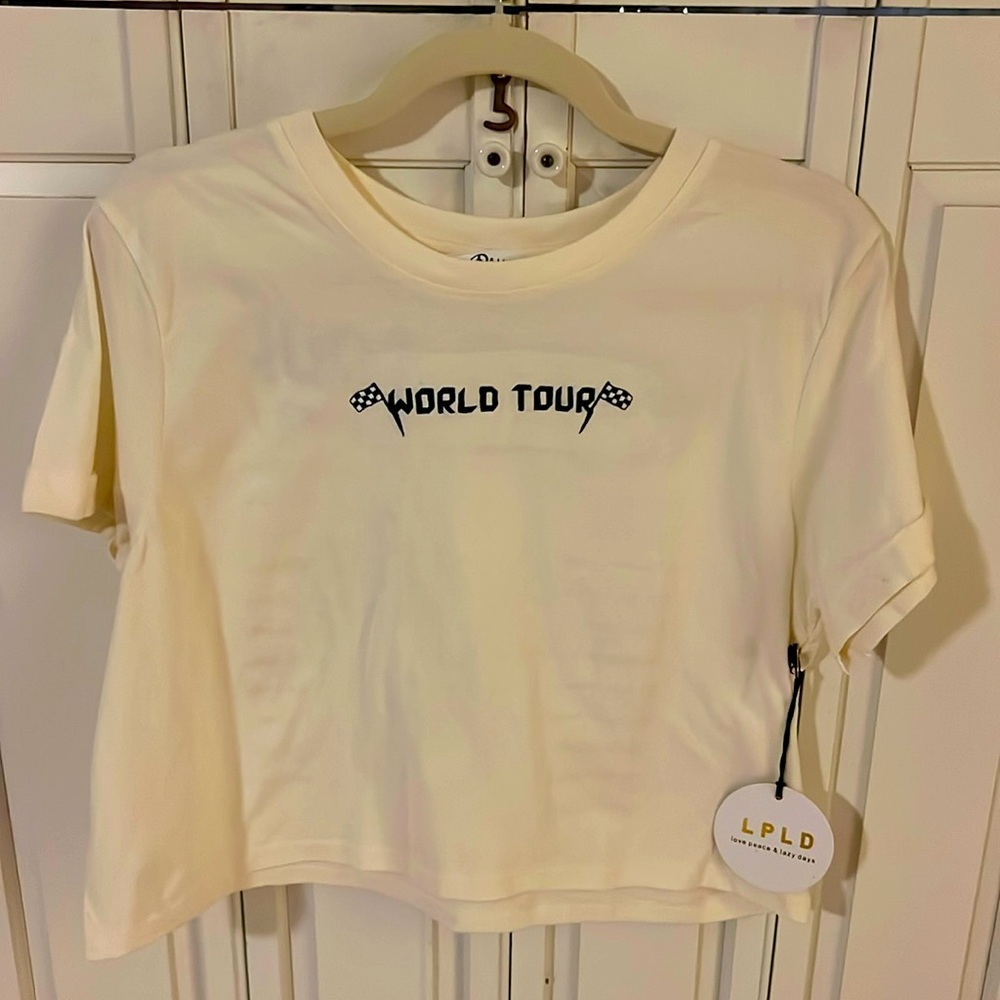 NWT Love Peace & Lazy Days cropped tshirt